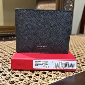 Salvatore Ferragamo Textured Black leather wallet